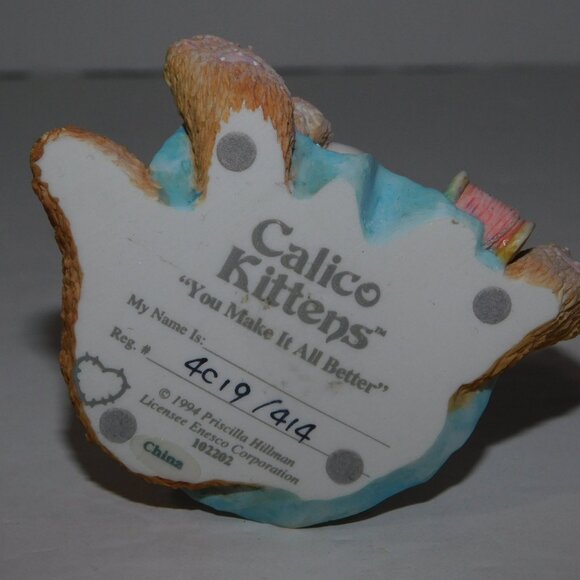 Set 3 VTG 90s Calico Kittens Pricilla Hillman Enesco Cat Figurines - Picture 11 of 11